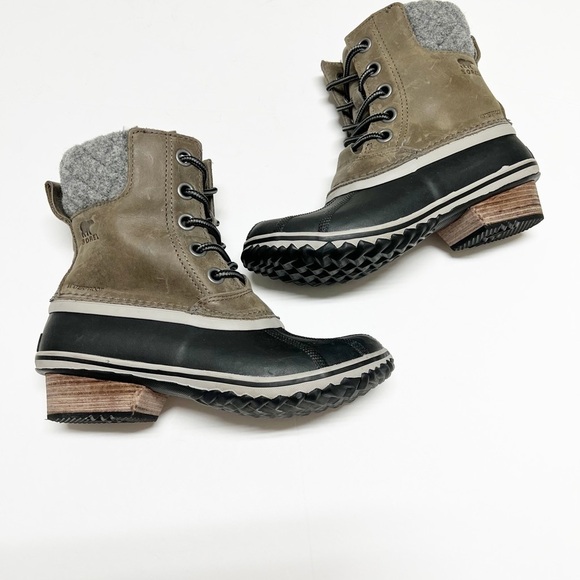 Sorel Womens Quarry Tan Waterproof Leather Slimpack II Lace Up Duck Boot Sz 6 - Picture 6 of 10